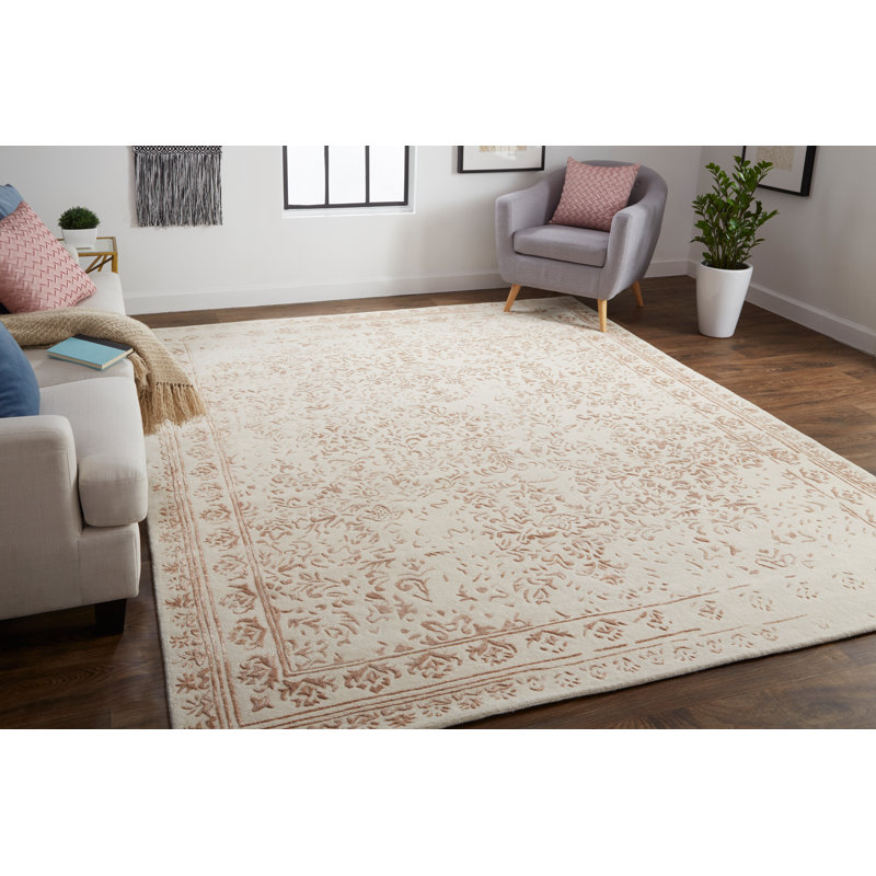 Tapis floral touffeté à la main Leeson, Rectangle 10 pi x 14 pi