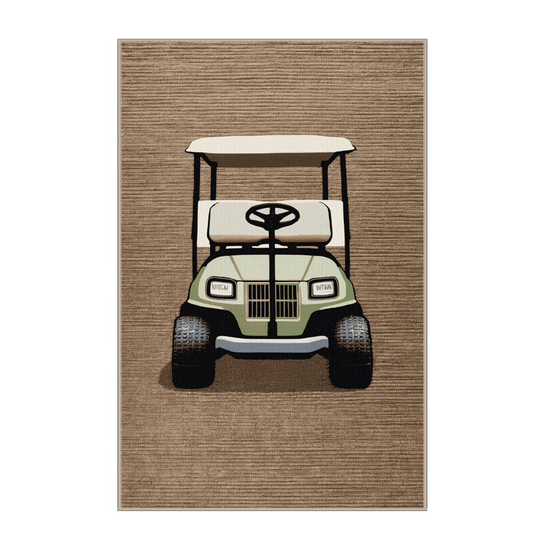 Machine Washable Transportation Beige Area Rug, Rectangle 3' x 5'