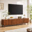 Meuble télé moderne de 220 cm (86,6 po) pour téléviseurs jusqu'à 229 cm (90 po) avec rangement à 4 portes, noyer