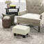 Petit tabouret de repose-pieds beige en lin
