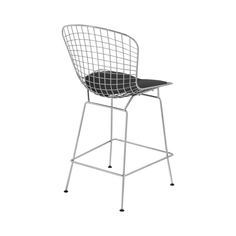 Jaaziah Upholstered Counter Stool with Metal Frame, Black, Bar Stool (28" Seat Height)