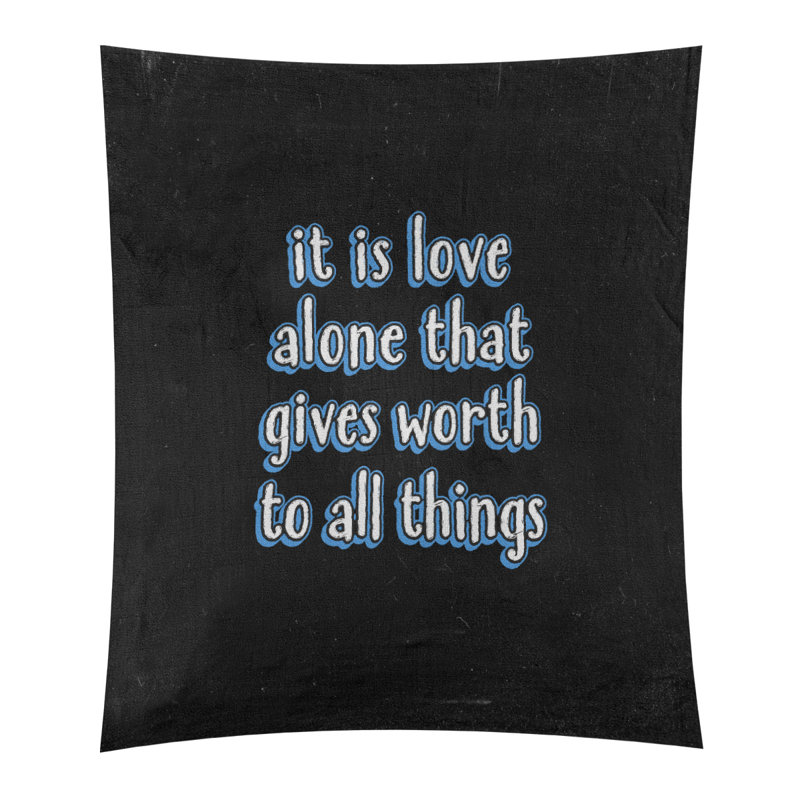 Tapisserie tableau noir de polyester love quot, H 60 po x l 51 po, Bleu
