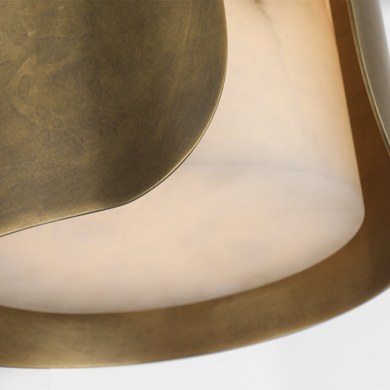 Anne-Marie Barton Armise 18" Sconce with Alabaster, 14" H x 7" W x 7.75" D, Mottled Brass