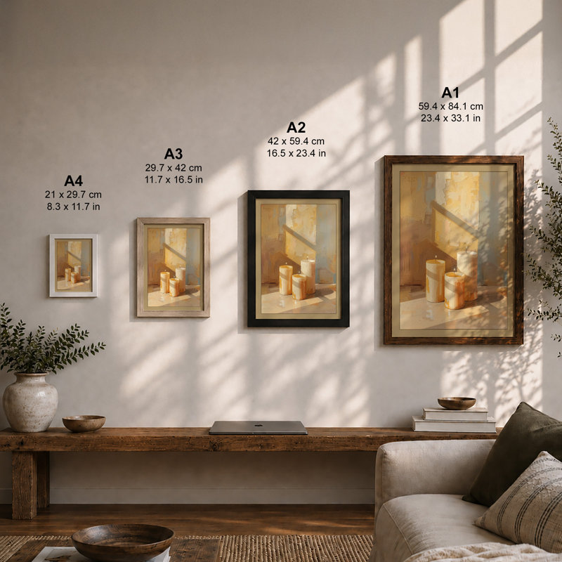 Boxes In Golden Light Minimalist - Print, Unframed, A3 - 42.0 x 29.7 cm