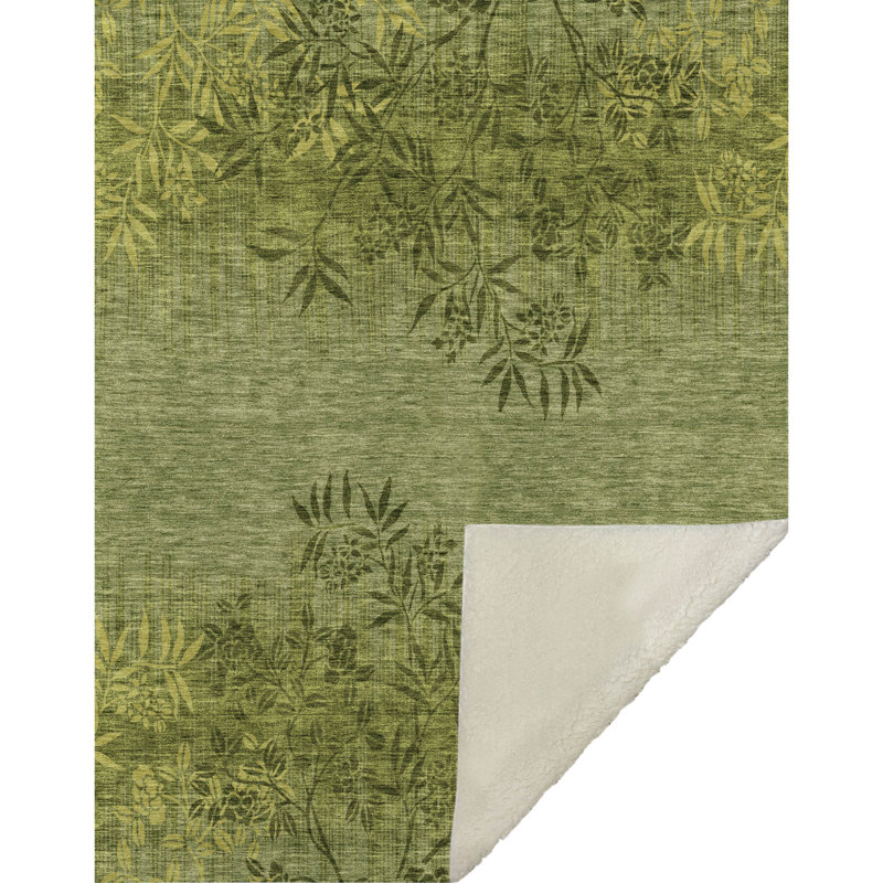 Jeté floral Sherpa ASB673 Addison, Olive
