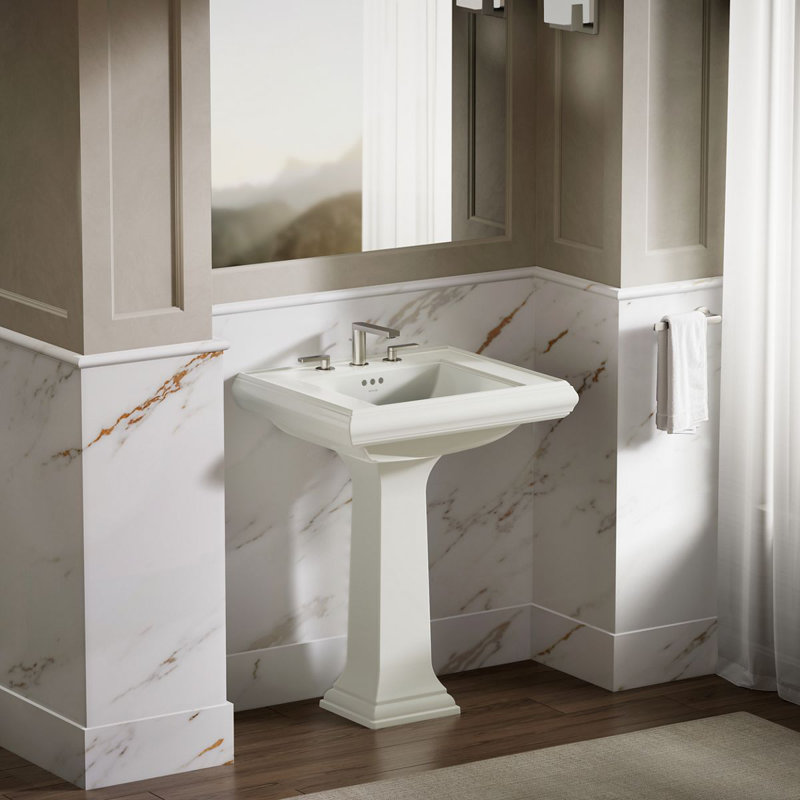 Memoirs® Rectangular Pedestal Bathroom Sink with Overflow, Dune, 8'' Centers