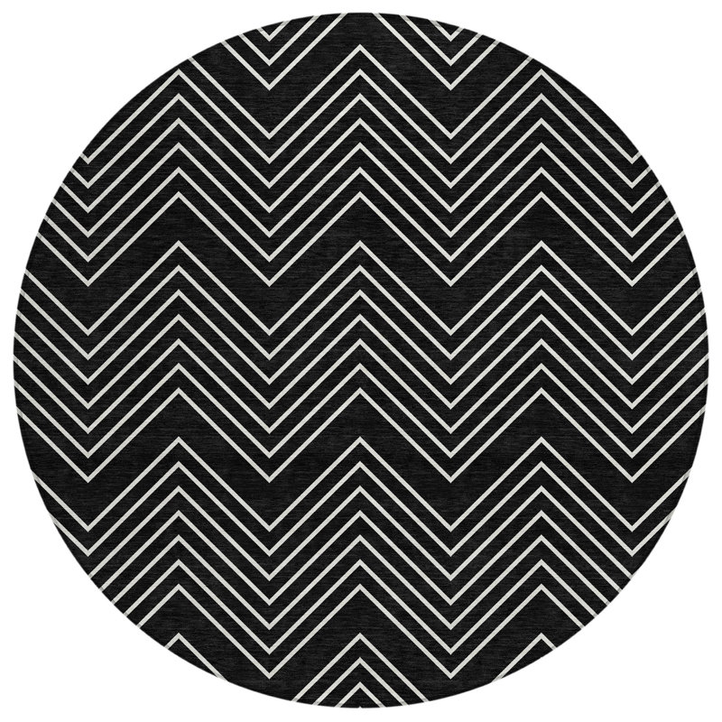 Machine Washable Indoor/Outdoor Karr ACN2390 Geometric Rug, Round 8'