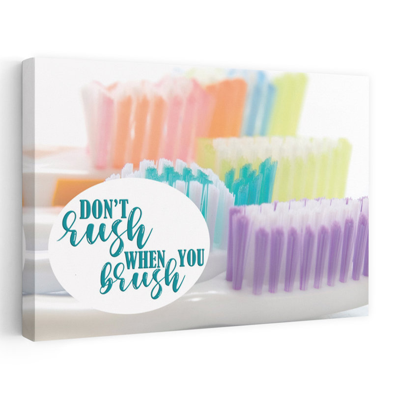«Don't Rush When You Brush», art contemporain abstrait coloré, H 32 po x l 48 po