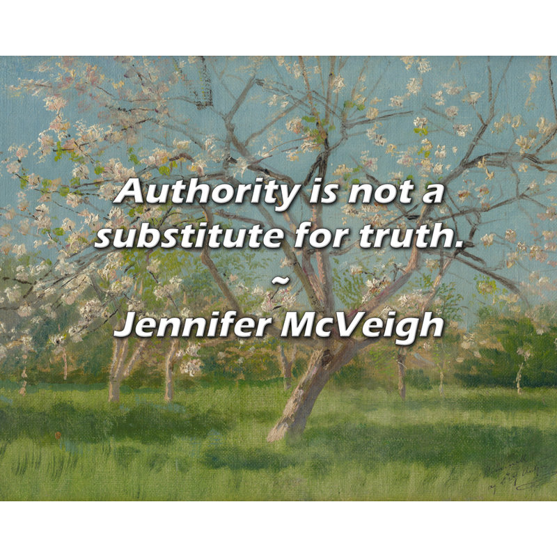 Jennifer McVeigh Quote: Authority is not a substitute for truth.