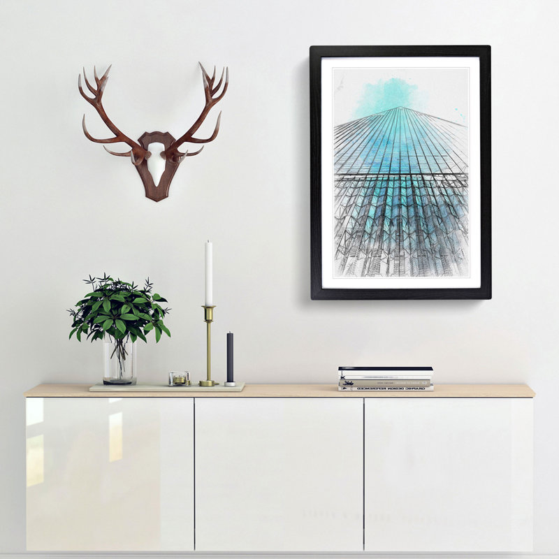 Ground Zero in New York City in Abstract - Picture Frame Graphic Art Print, Black Framed, 87cm H x 62cm W x 2cm D
