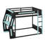 Lit superposé double avec bureau, lumière DEL et station de charge USB, structure de lit mezzanine en bois avec 2 tablettes de rangement-1604878260