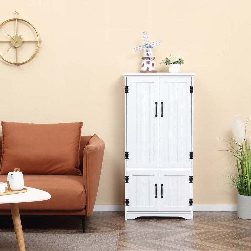 Armoire de rangement de cuisine de 48 pouces avec étagères, Blanc
