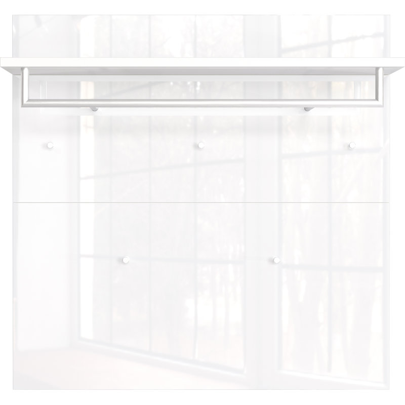 Genova Glass Wall 1 - Hook Wall Mounted Coat Rack, White