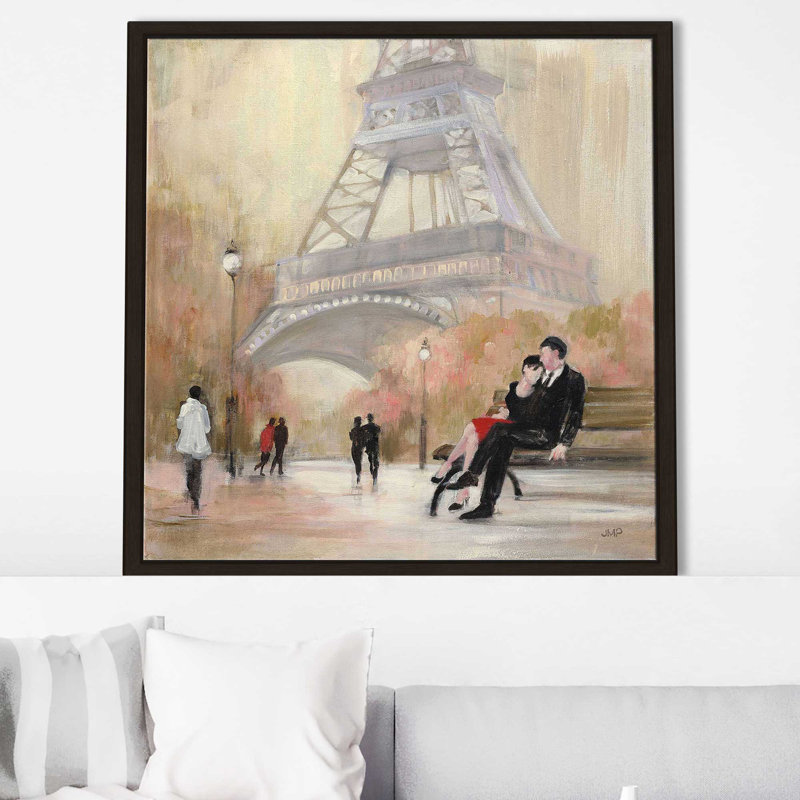 «Romantic Paris I (Square)» par Julia Purinton, reproduction, Cadre flottant espresso, H 31,5 po x l 31,5 po x P 2 po