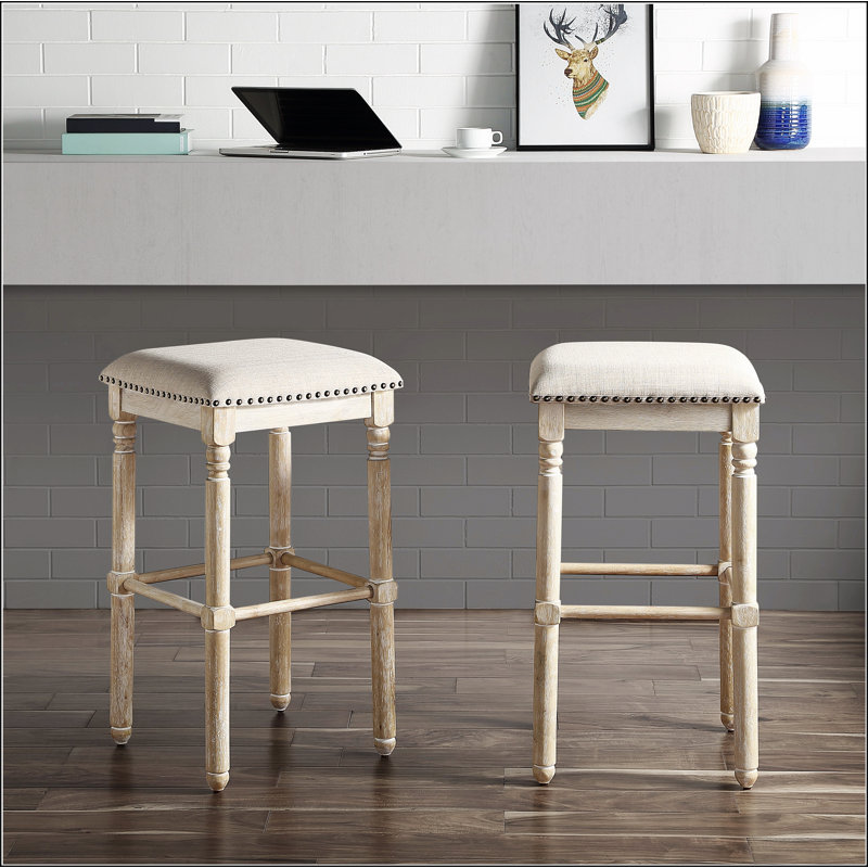 Tabourets de bar en bois Arnhem, ensemble de 2, Naturel, Beige