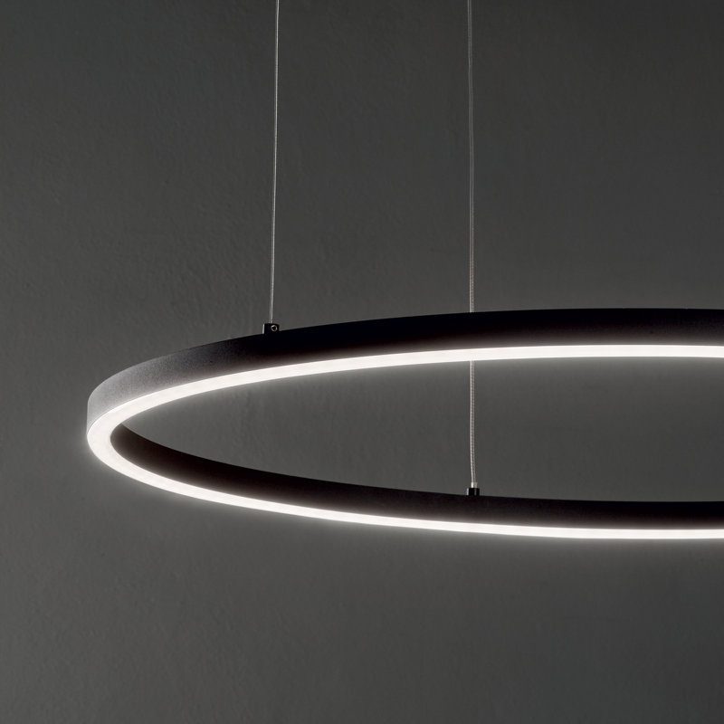 1 - Light Geometric LED Chandelier, 205cm H x 70.5cm W x 70.5cm D, Black