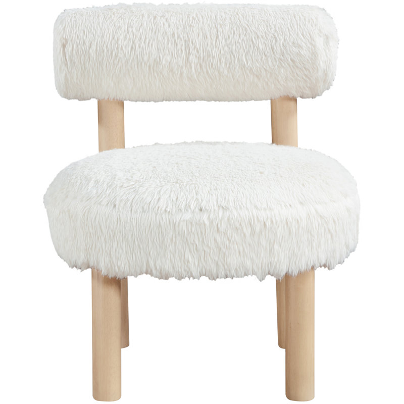 Fauteuil d'appoint rembourré Ambre, Tissu crème en peau de vache crème, Naturel