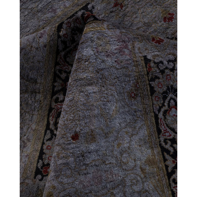 Tapis gris unique de 7 pi 10 po x 8 pi 5 po Yesinia