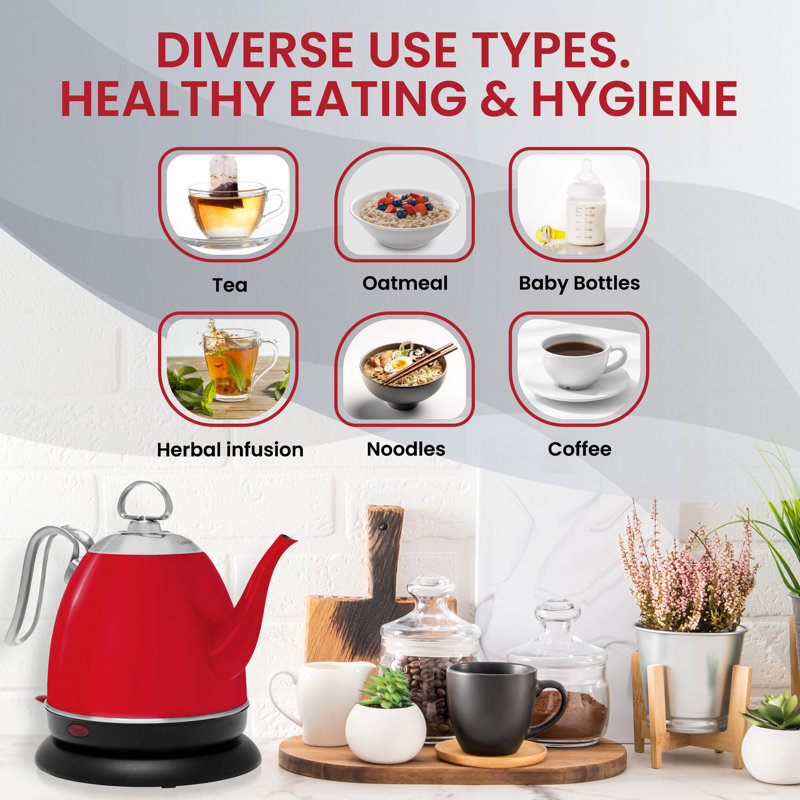 Chantal 1 qt. Stainless Steel Electric Tea Kettle, Chili Red