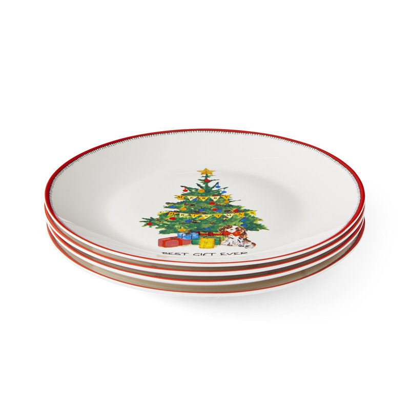 Ensemble de 4 assiettes de Noël 8 po Doodles
