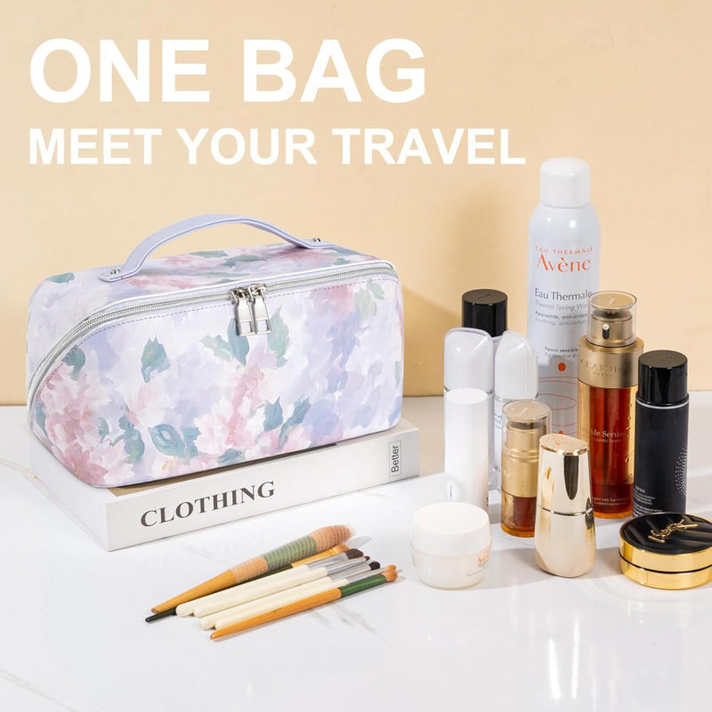 Trousse de voyage pour femme avec trousse de maquillage en polyuréthane