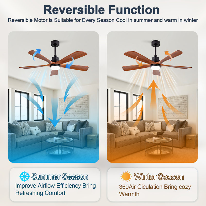 Ceiling Fans With Lights And Remote, 52 Inch Outdoor Ceiling Fan For Patios With Light 5 Solide Wood Blades Modern Ceiling Fan Noiseless Reversible DC Motor, Wood Fan For Farmhouse