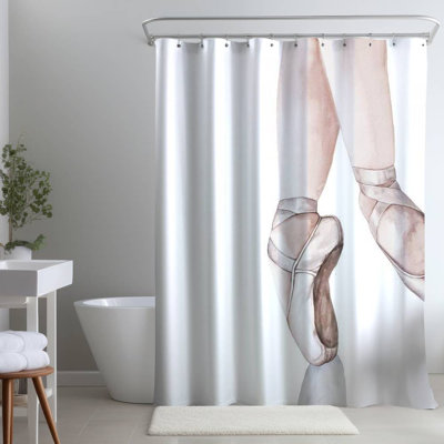Romantic Ballerina Feet – Bedroom Home – Polyester Shower Curtain, Dye Sublimation Print, 71" W × 74" L