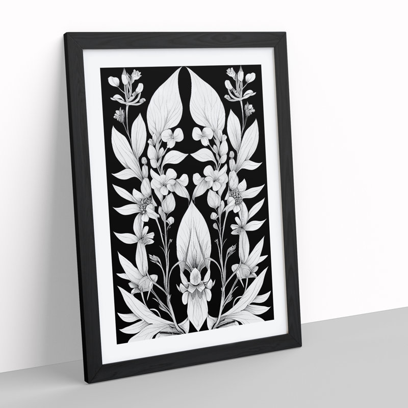 Dreamy Flowers - Single Picture Frame Print, Black, 64cm H x 46cm W x 2cm D