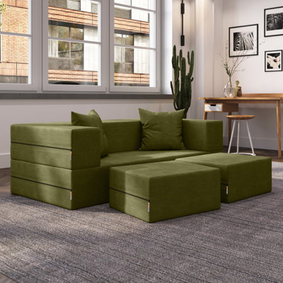 Causeuse-lit et pouf convertible Shontae Zipline
