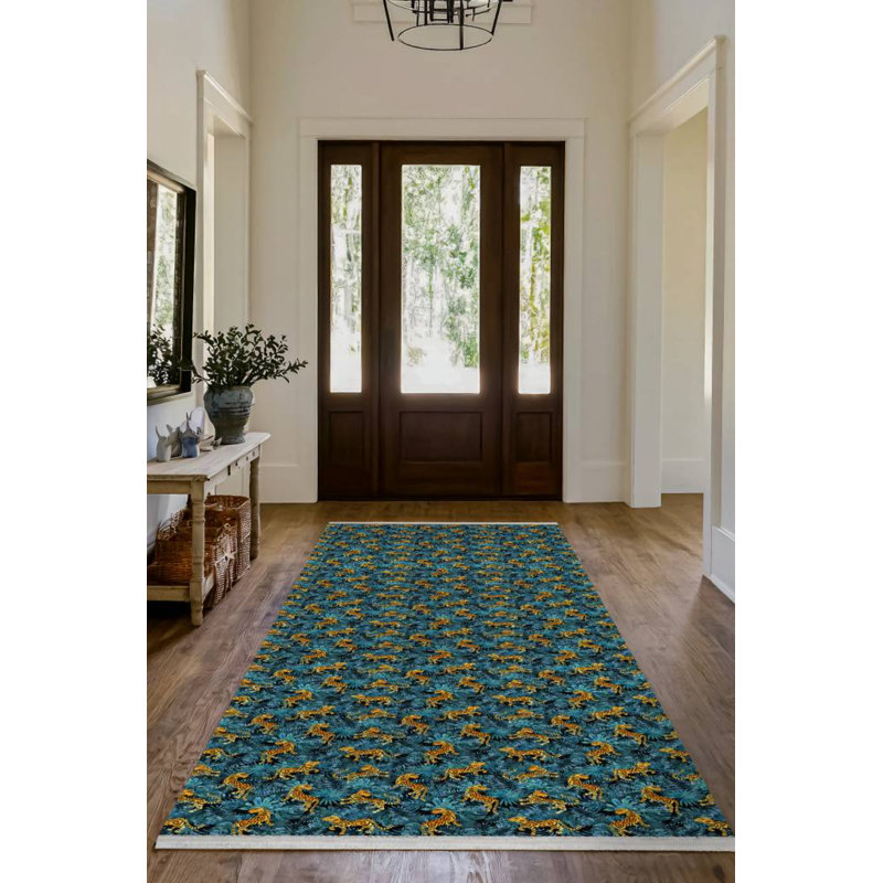 Tapis en coton et polyester à imprimé numérique Florop Collection Florest, Rond 3 pi 4 po