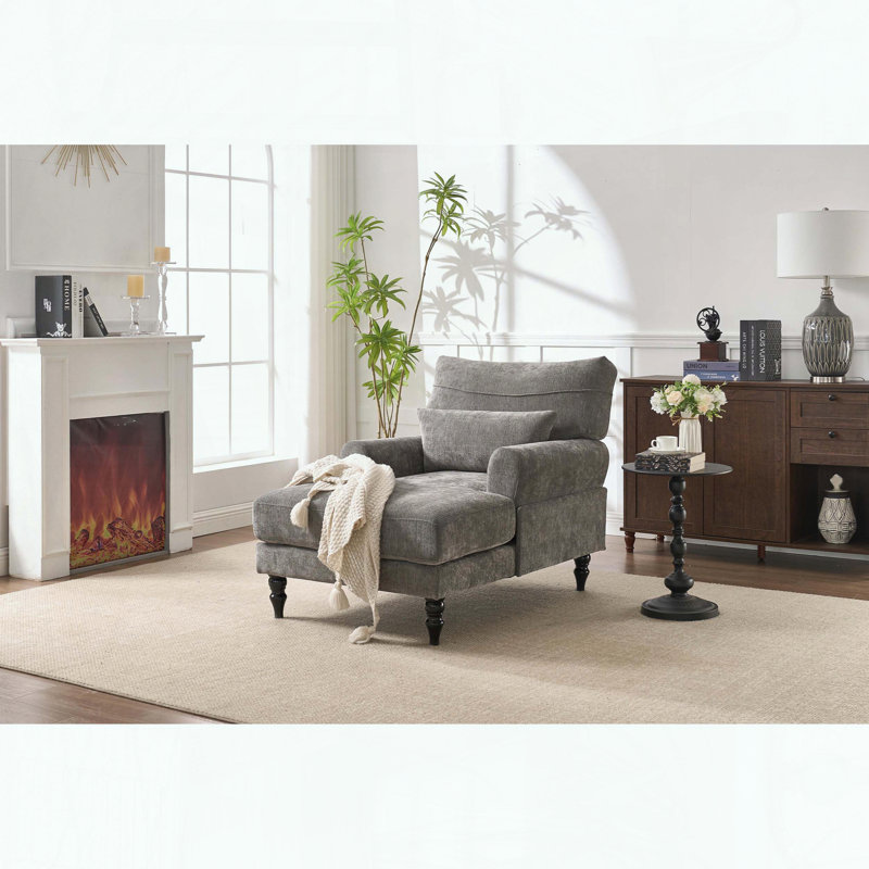 Chaise longue moderne - rembourrée - gris, Gris