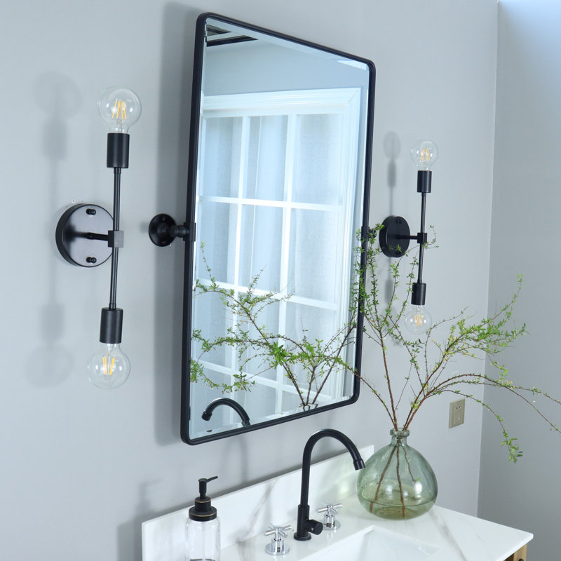 Miroir mural de salle de bain Woodvale, Noir mat, 35 po x 23 po