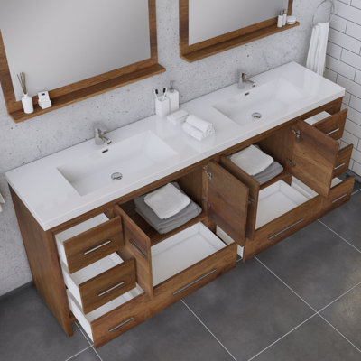Feike 83.5 " W Freestanding Standard Free Standing 2 Double Vanity Bathroom Vanity With Solid Surface Top