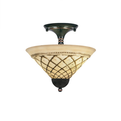 Semi-Flush 2 Bulbs With 12" Chocolate Icing Glass