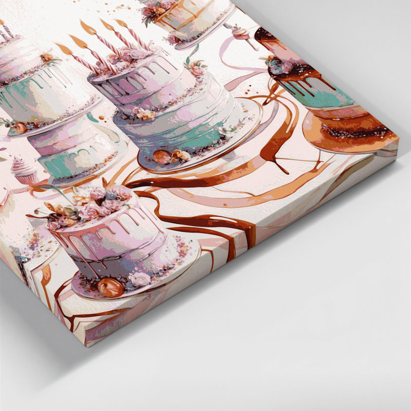 Desserts, gâteau d'anniversaire, toile grise, H 11 po x l 14 po