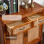 Banc de rangement brun en bois massif + bois manufacturé + rotin