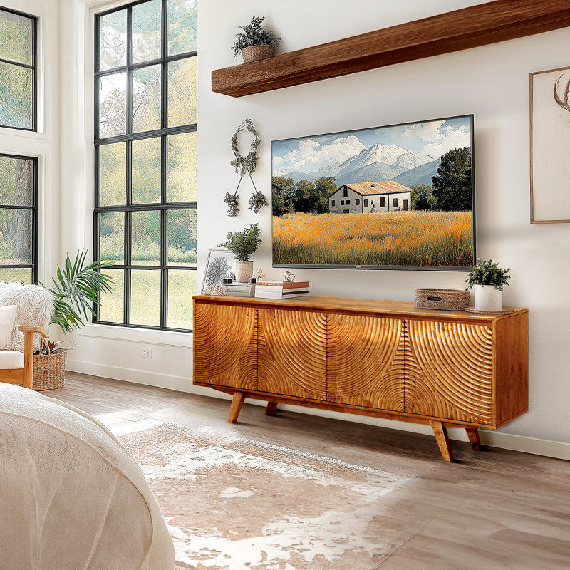 Acacia Harmony TV Stand for TVs up to 75" Media Console Entertainment Center with Storage Cabinet and Cable Management