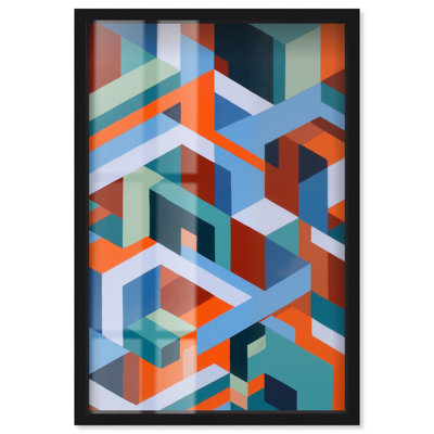 Cubic Harmony II Shadowbox Print Modern Wall Art by Art Remedy, Black Frame, 24 x 36
