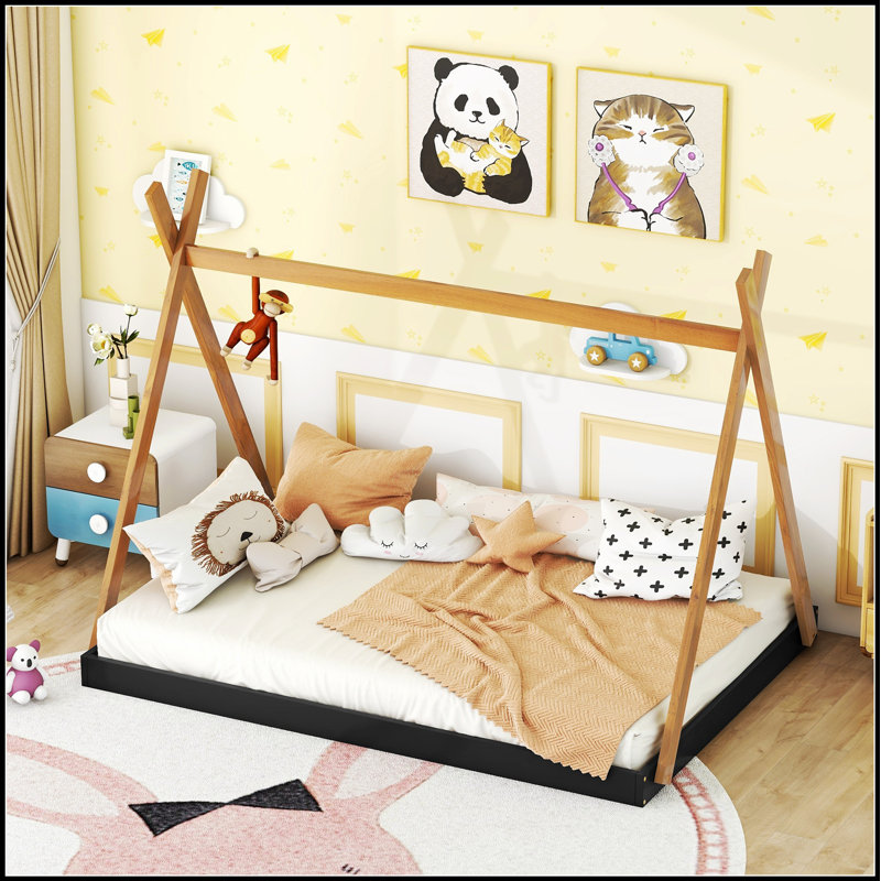 Lit plateforme tapissier de taille moderne avec structure triangulaire pour un confort et un style améliorés