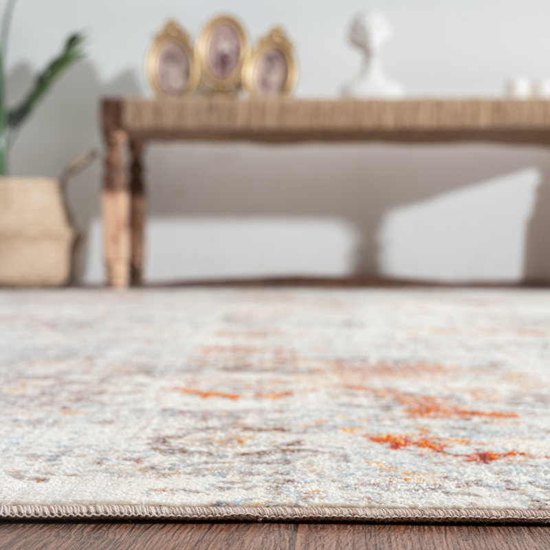 C Abstract Area Rug in Ivory, Rectangle 6'3" x 12'5"