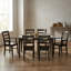 Ensemble table et chaises de salle à manger rectangulaires en bois massif couleur cappuccino, avec 6 chaises en bois massif.