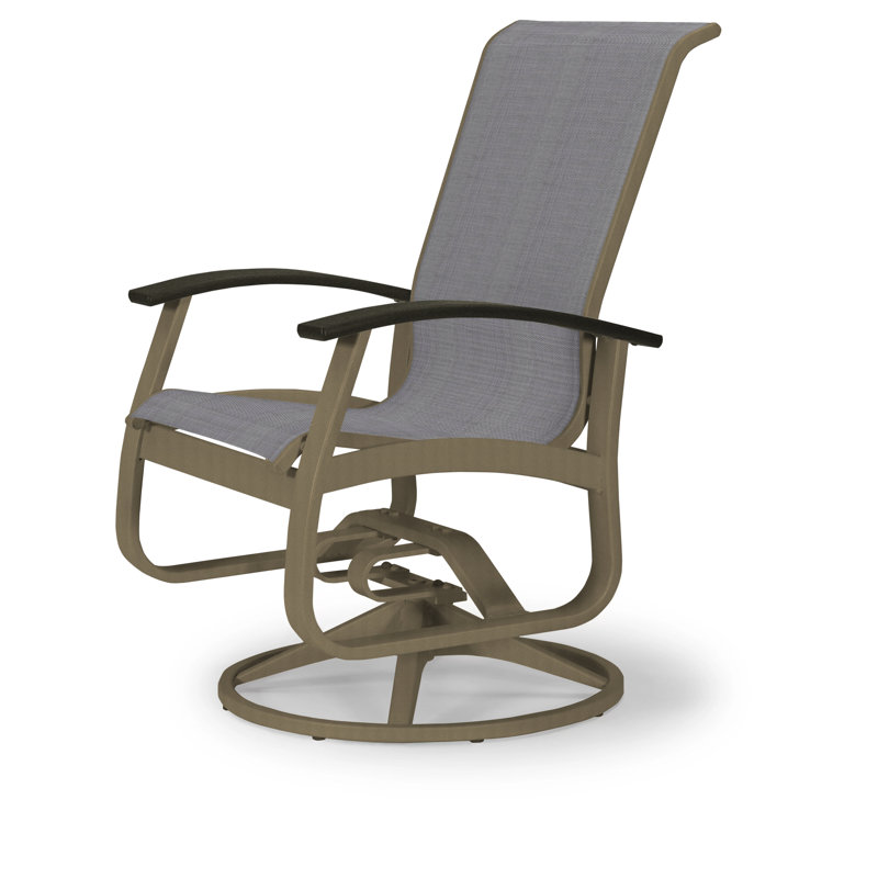 Chaise de patio pivotante Askar, Titane Sunbrella®, Noir P70, Bois de plage texturé