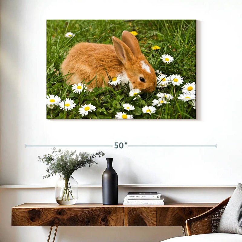 Brampt marguerites et lapin, H 26 po x l 39 po