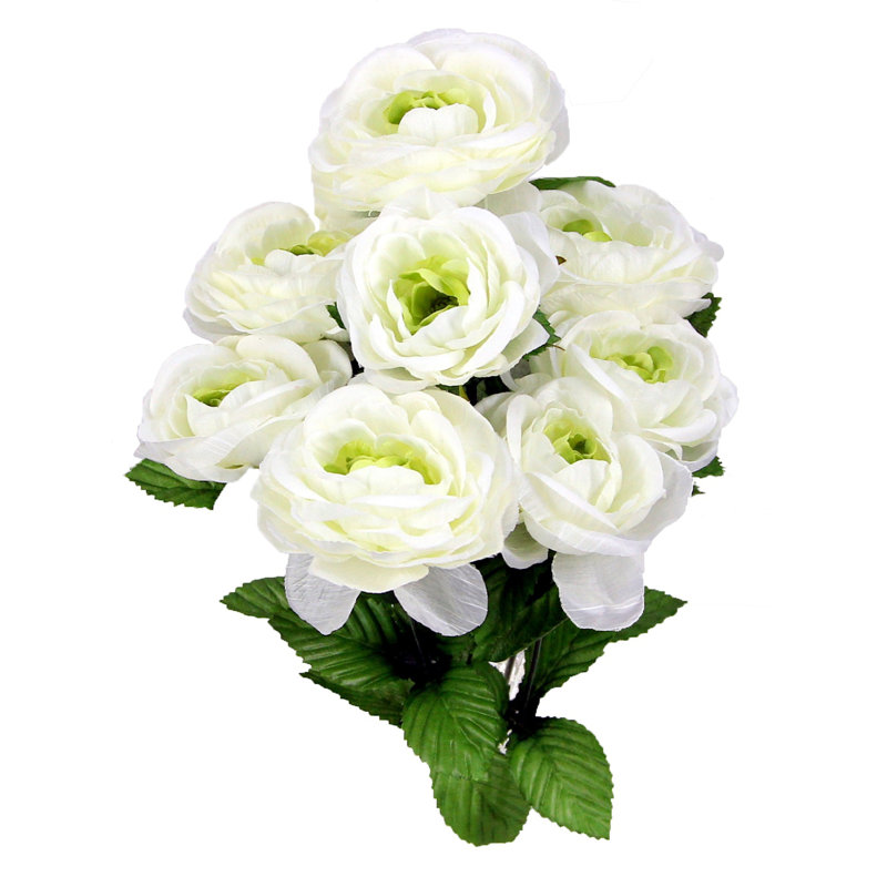 Ensemble de 8 renoncule à fleurs artificielles, Crème