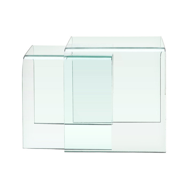 Caryl Glass Top Sled Nesting Tables