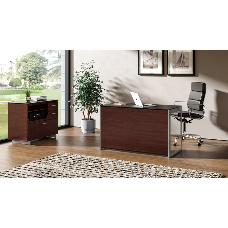 Sequel 20 1 Panel Desk Privacy Panel, Charcoal Stained Walnut, 26.75" H x 46.5" W x 0.25" D