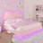 Zoomie Kids Floating Bed Frame with Adjustable LED Headboard and Leather Upholstered-500018431-500018424