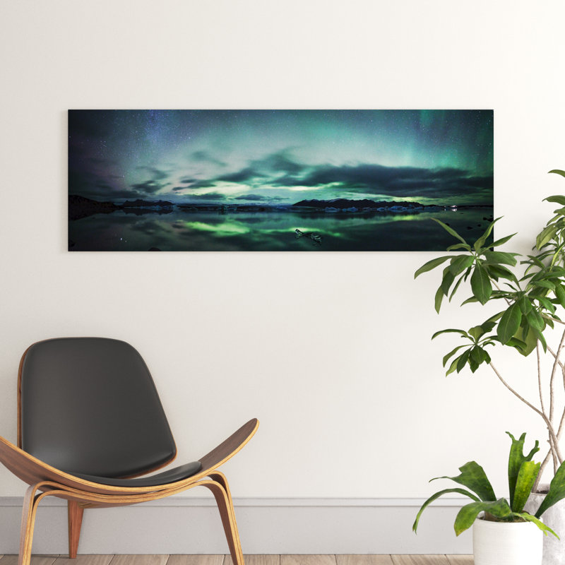 Aurora Borealis Panorama, Iceland by Matteo Colombo - Wrapped Canvas Panoramic Print, 121.92 cm H x 40.64 cm W x 1.91 cm D