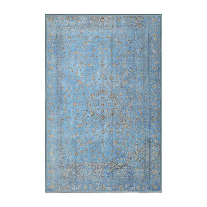 Tapis beige/bleu traditionnel, Rectangle 2 pi x 5 pi