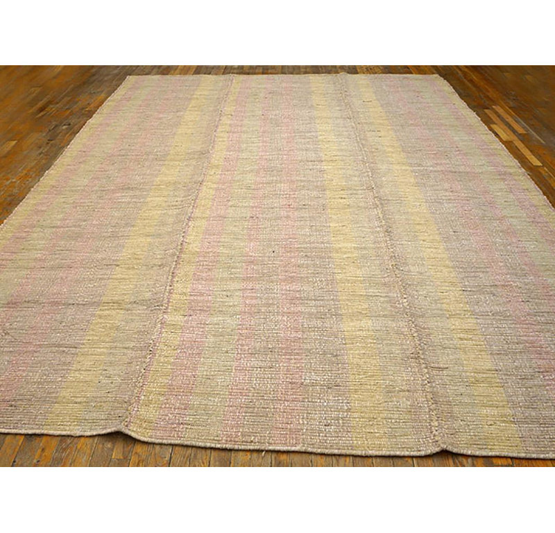 Gorgeous Contemporary Handwoven Wool American Shaker Style Flat Weave Rug 9 x 13